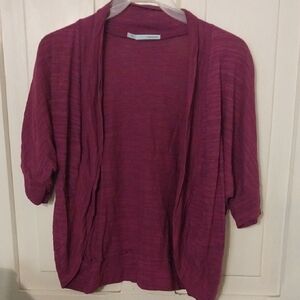 Maurices Purple Cardigan with Draped Collar and 3/4 Sleeves